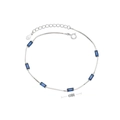 Detailed view of S925 sterling silver bracelet with 6mm baguette-cut blue stones - 925 Silver Platinum Plated - Red Corundum Color - 16+5CM