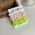 Set of 6 matte gradient scrunchies in white, champagne yellow and neon green colors - Fresh Yellow Green Combo
