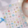 Autocollants nail art en relief 3D avec ours mignons et desserts colorés - Relief Ours de Tasse à Thé (TS-4055)