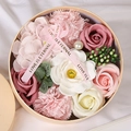 Pink and white soap rose gift box with Love Is Eternal ribbon and pearl detail - 16.2x16.2x8.2cm / Peony Pink