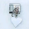 Italian charm link with white enamel heart pendant for DIY stainless steel bracelets - White Heart