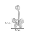 Silver butterfly belly button ring with zircon stones measuring 1.21cm by 0.93cm - Butterfly (2#) / Silver