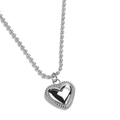Collar de cuentas de acero inoxidable plateado con colgante de corazón estilo hip-hop - Corazón Pulido (Longitud 55cm)