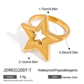 Detailansicht eines goldenen hohlen Sternrings mit Maßen und Material aus Edelstahl - Hohl Fünf-Zackiger Stern Stil (JDR0312007-7)
