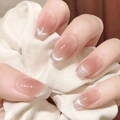 Elegante handgemachte Press-on-Nägel mit Nude-Verlauf, Silberglitzer und Cat-Eye-Finish - Lächeln Katzenaugen-Stil(Z641)