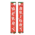 Red festive Christmas banners featuring Santa Claus, snowmen, and Merry Bright letters - XS-08 Red Merry/Bright