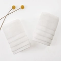Set of two white pure cotton towels with horizontal striped texture and soft fluffy finish - Class A Cotton Light Time White Towel