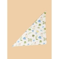 Dog bandana with cute yellow rabbit and green palm leaf prints on white fabric - L