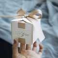 White wedding candy box with gold ribbon and Specially For You hot stamping detail - Champagne / 6.5*6.5*6.5cm