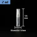 Flacone spray per profumo da 2ml in plastica trasparente, dimensioni 56mm di altezza - 2ml Trasparente