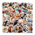 50pcs vintage cartoon stickers featuring animals and space for waterproof decoration - Vintage Illustration Patterns