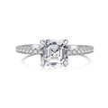 S925 Sterling Silver Ring featuring a square radiant cut diamond with side accents - US 5 / Square Step Cut / Silver White