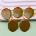 Miniature olive fruit charm with green enamel finish for DIY jewelry and necklaces - Style 46 Olive