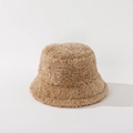 Detailed close-up showing the soft camel plush texture and round crown of this bucket hat - M(56-58cm) / Khaki