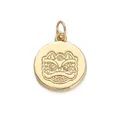 Exquisite 18K gold-plated circular pendant featuring a traditional Chinese lion head design - Gold Chinese Lion Dance Pendant(YSN012-10)