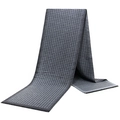 Écharpe classique homme à motif pied-de-poule gris foncé et noir avec détails franges - Gris Pied-de-Poule