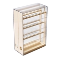 Transparente beige Schmuckschatulle aus Kunststoff mit Schubladen für Ohrringe - Vertikale Schmuckschatulle / Milchgelb