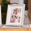 Cadre photo vintage gris clair à grain de bois avec finition brossée blanche élégante - Combiné 3 cadres / Bleu Gris Clair