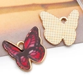 Schmetterling-Anhänger in Rot und Schwarz mit goldener Metallrückseite für DIY-Schmuck - Bedruckter Schmetterling (18x19 mm-SN19057)