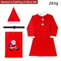 Set costume da Babbo Natale donna 4 pezzi con vestito, cappello, cintura e sacco, 283g - Set Donna 4 Pezzi Standard (Con Borsa/Tessuto non Tessuto)