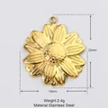 Technical drawing of a sunflower stainless steel pendant with 22x19mm dimensions - YE204/Sunflower