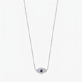 Elegante S925 Sterling Silber Böser Blick Halskette mit blauem Kristall und Zirkonia Besatz - 925er Silber / Silber (RHN1372S)
