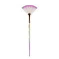 Close-up of fan highlighter brush with rose gold ferrule and crystal glitter handle - Small Gradient Pink Fan Brush