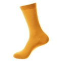Einfarbige senfgelbe Baumwollsocken mit vertikaler Rippenstruktur und elastischem Bund - Einheitsgröße / Orange