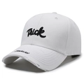 Gorra de béisbol blanca con bordado Trick negro y visera con efecto desgastado - Ajustable / Blanco