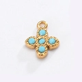 French palace style golden four-leaf clover pendant with turquoise stones - Cross