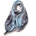 Elegante scialle a quadri in blu e grigio con morbide nappe decorative per l'inverno - 65*180CM / Azzurro