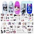 Adesivi per unghie 3D San Valentino con cuori rossi e motivi a fumetti per nail art - F612 (Foglio Singolo)