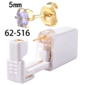 Disposable ear piercer kit featuring 5mm purple zircon stud with 316 titanium gold plating - Gold + Lavender Zirconia