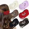 Fashion heart shaped hair claws in assorted colors like beige, purple, red, and black - 3 Matte Heart + 3 Glossy Heart