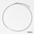 Ras du cou minimaliste en acier inoxydable argenté avec texture de maille carrée - 3mm Fin Texturé Argent (PDD929)