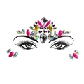 Multi-color rhinestone face tattoo sticker set for music festival party decoration - HF-063 Pink Silver Iridescent