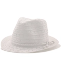 Elegante cappello da sole in pizzo bianco da donna con design classico fedora estivo - M(56-58cm) / Bianco puro
