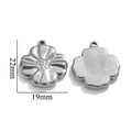 Stainless steel flower charm for DIY necklaces with 22mm height and 19mm width - Steel Four-leaf Flower