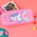 3D pink unicorn EVA hard shell pencil case with rainbow graphics and double zippers - Rainbow Unicorn