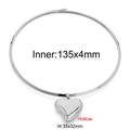 Girocollo rigido in acciaio con pendente a cuore cavo d'argento minimalista da donna - Colore Acciaio (KN298479-Z)