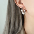 Pendientes de aro retorcidos en forma de C color plata con diseño de cuerda minimalista para mujer - Color Acero
