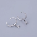 Detail of S925 sterling silver hoop earrings with I Love You hand gesture charm - Rock Gesture - Silver