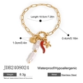 Detail showing 18.5cm gold chain bracelet with starfish shell charms and dimensions - Starfish Chili Pendant Bracelet (JDB2408024)