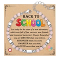 Pink and silver beaded bracelet on a Back to School gift card with adjustable chain - Back To School Card Style / With Card / Rose Quartz