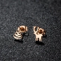 Asymmetric rose gold stainless steel Christmas tree and reindeer stud earrings for women - Xmas Tree Reindeer / Rose Gold