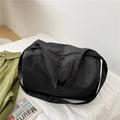 Large black oxford nylon gym bag with adjustable shoulder straps and top handles - Black