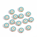 10mm light blue evil eye enamel round beads with golden trim for DIY jewelry making - Round / Blue