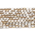 Λεπτομέρεια macro από 6x8mm γυάλινες χάντρες με χρυσή άκρη για DIY κοσμήματα - 6*8mm (Περίπου 36 τεμάχια/σειρά) / Λευκό