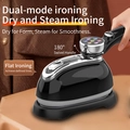 Portable black handheld steam iron with 180-degree rotating handle for dry and wet ironing - US Plug / Black