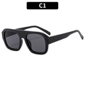 Modern flat top rectangular sunglasses featuring a bold black frame and dark grey lenses - Black Frame Grey Lens